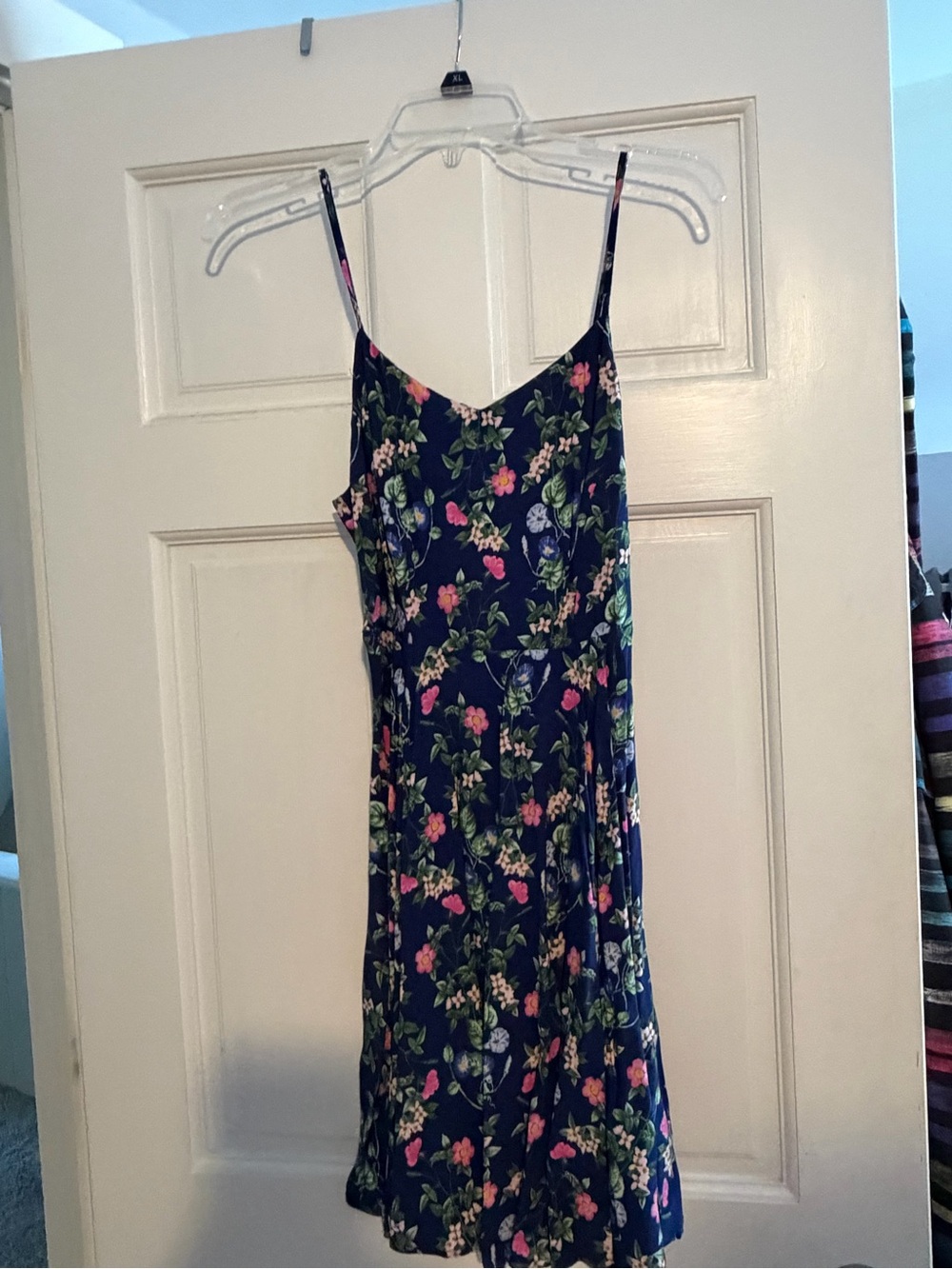 Old Navy Navy Floral Slip Dress with Spaghetti Straps